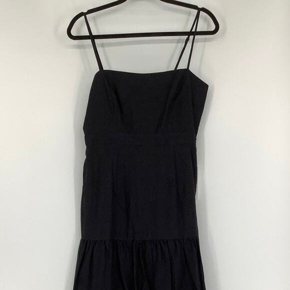 Bardot Size S Black Lokita Tiered Midi Dress Square Neck Spaghetti Straps OS18-4 - Picture 6 of 10